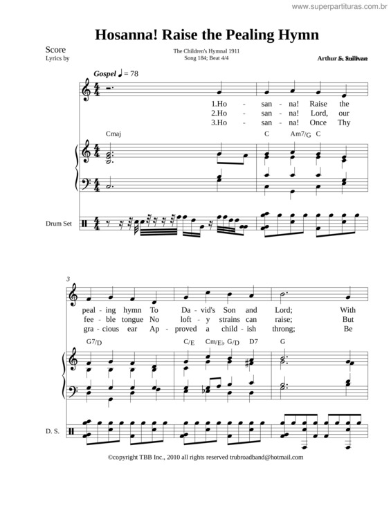 Partitura da música Hosanna Raise The Pealing Hymn_Arthur S Sullivan_44_Ch184.Xml – Ron.Porter.790
