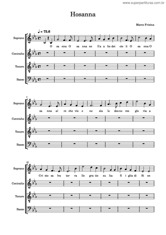 Partitura da música Hosanna Soprani