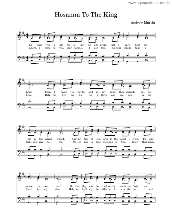 Partitura da música Hosanna To The King
