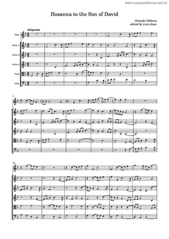 Partitura da música Hosanna To The Son Of David v.2