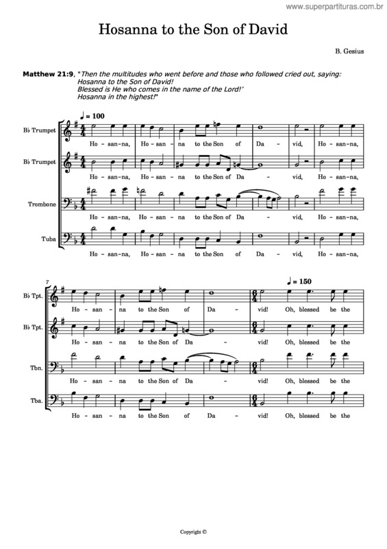 Partitura da música Hosanna To The Son Of David