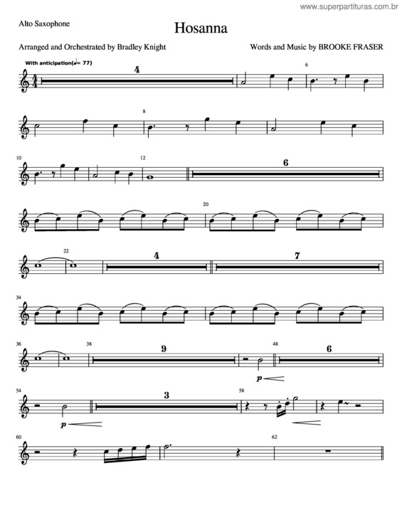 Partitura da música Hosanna v.10