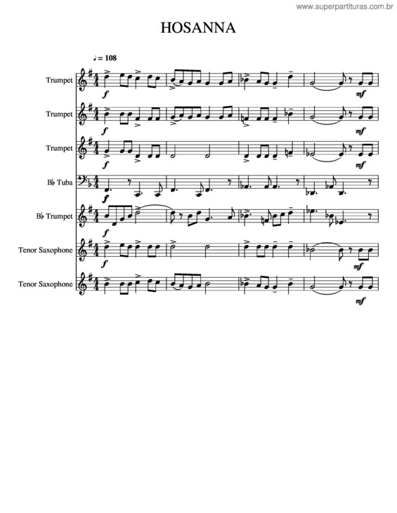 Partitura da música Hosanna v.12