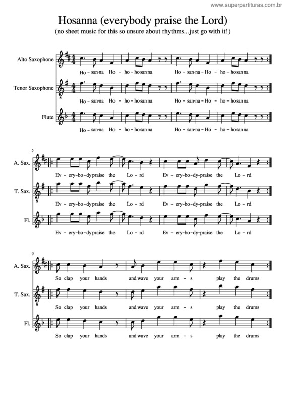 Partitura da música Hosanna v.14