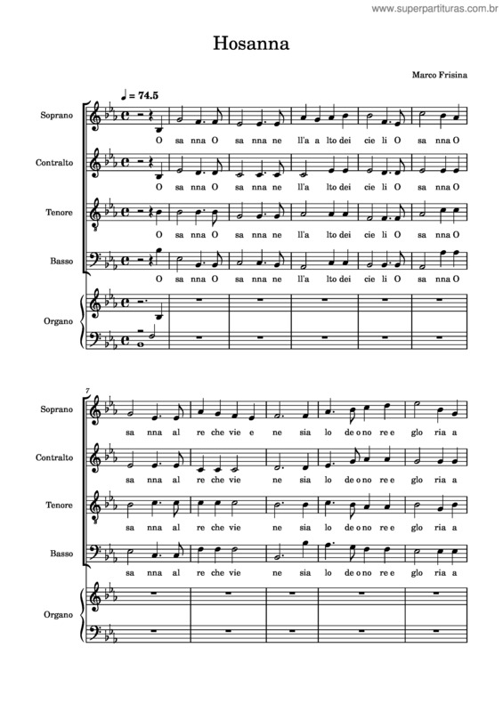 Partitura da música Hosanna v.16