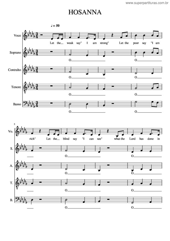 Partitura da música Hosanna v.17
