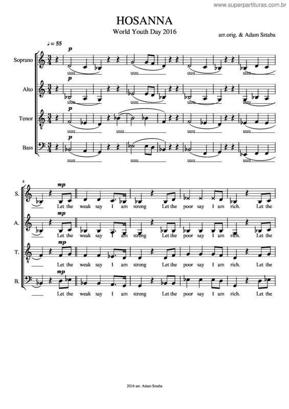 Partitura da música Hosanna v.18