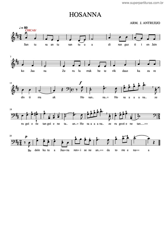 Partitura da música Hosanna v.22