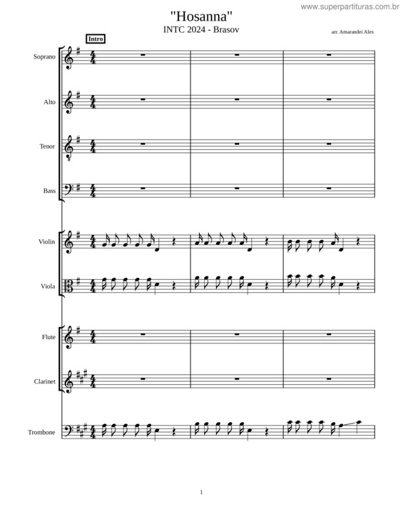 Partitura da música Hosanna v.23