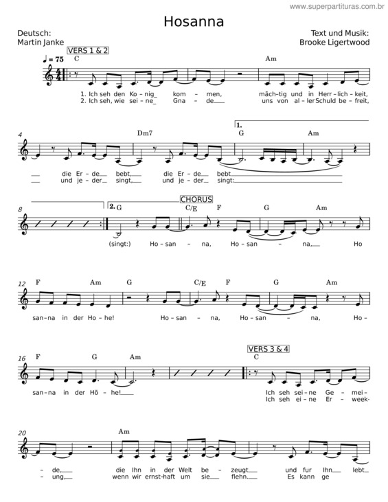 Partitura da música Hosanna v.24
