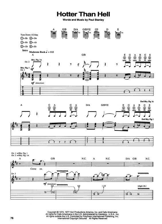 Partitura da música Hotter Than Hell v.2