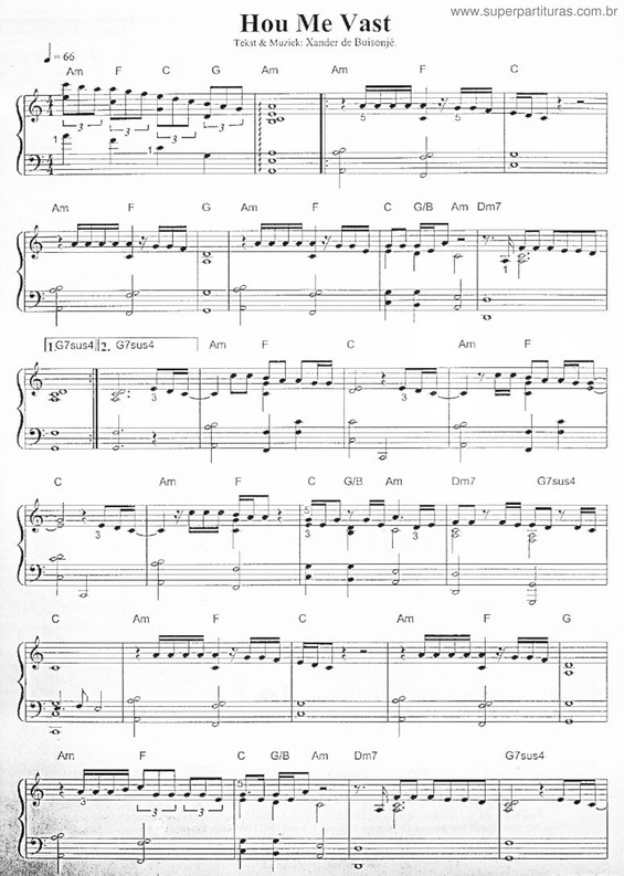 Partitura da música Hou Me Vast