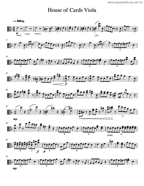 Partitura da música House Of Cards Viola