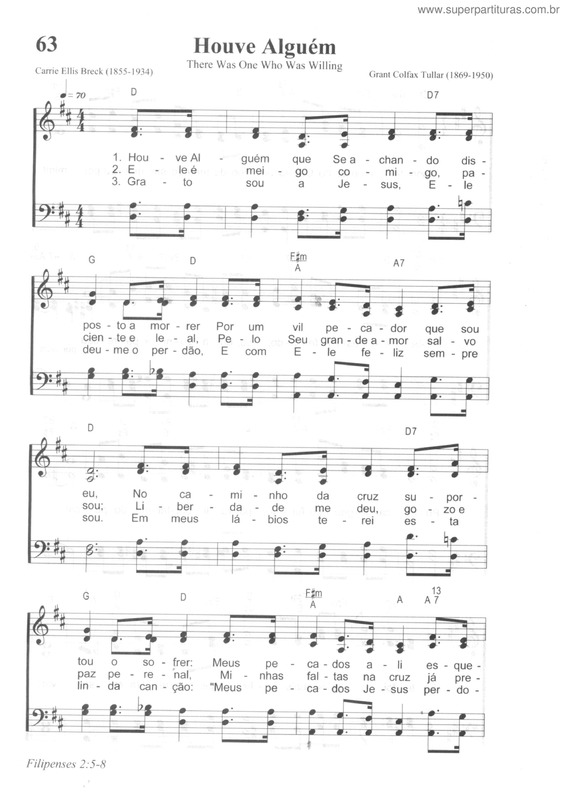 Partitura da música Houve Alguém