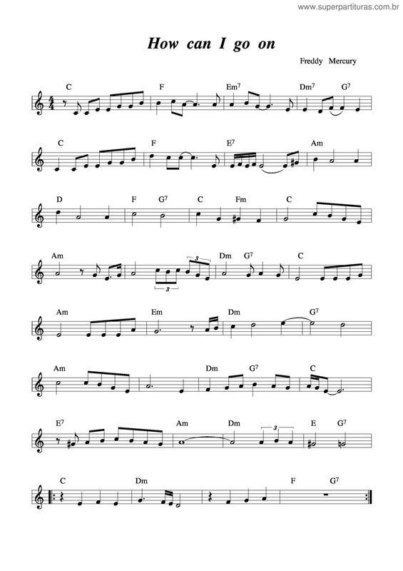 Partitura da música How Can I Go On v.2