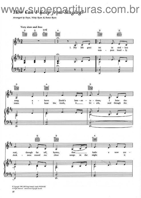 Partitura da música How Can I Keep From Singing?