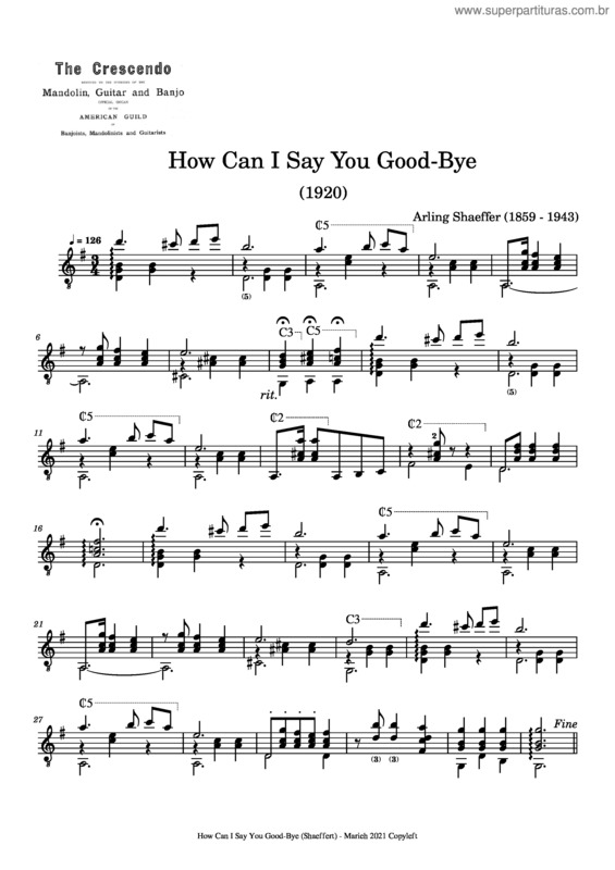 Partitura da música How Can I Say You Good–Bye – Arling Shaeffer