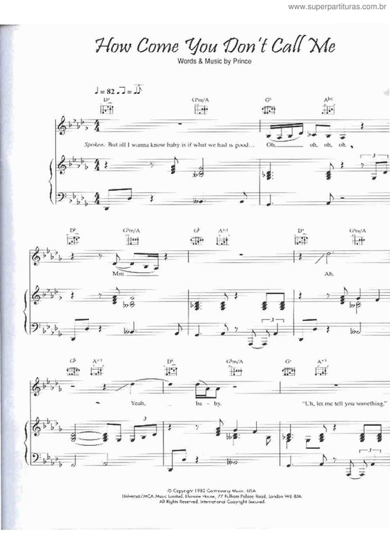 Partitura da música How come you don`t call me (v.2)