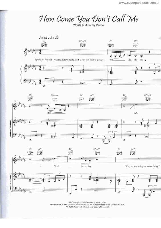 Partitura da música How come you don`t call me (v.2)