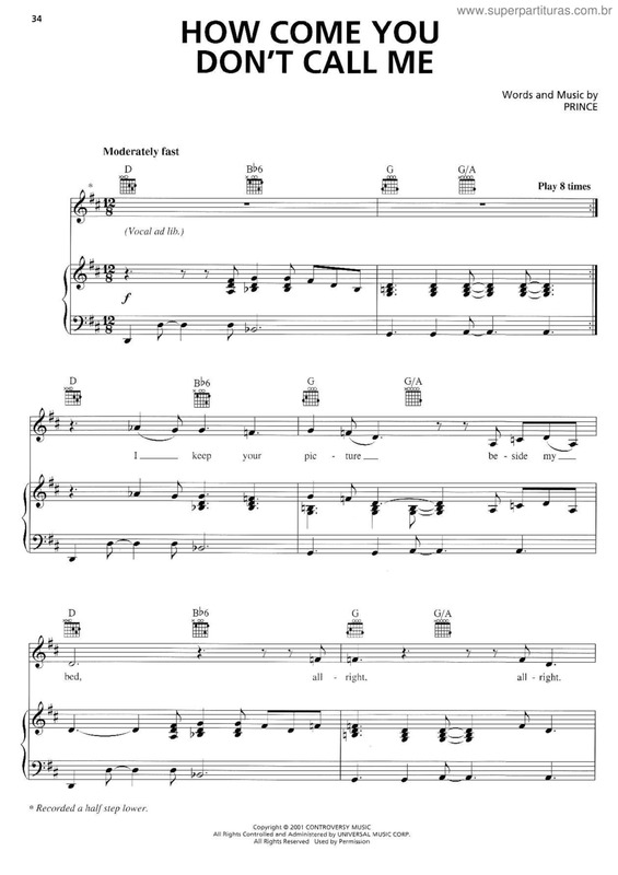 Partitura da música How come you don`t call me