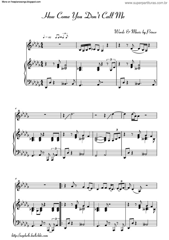 Partitura da música How Come You Dont Call Me