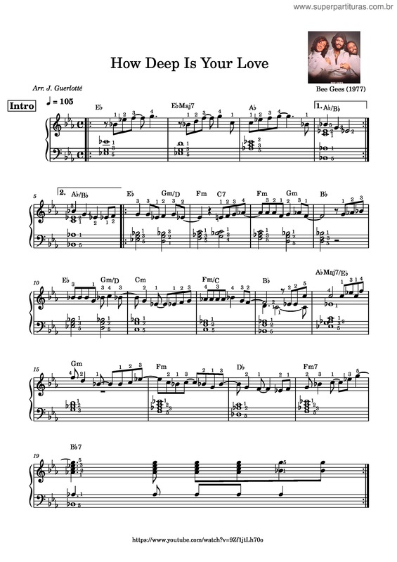 Partitura da música How Deep Is Your Love – Bee Gees