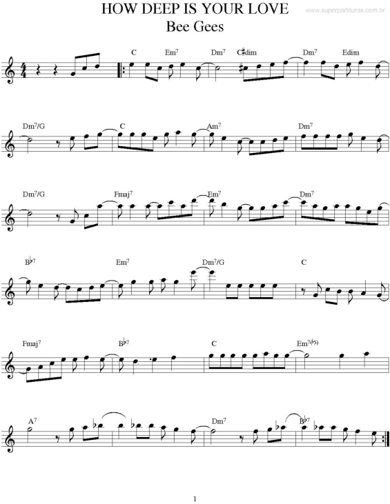 Partitura da música How Deep Is Your Love v.4