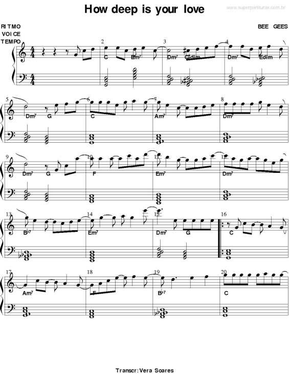 Partitura da música How Deep Is Your Love v.5