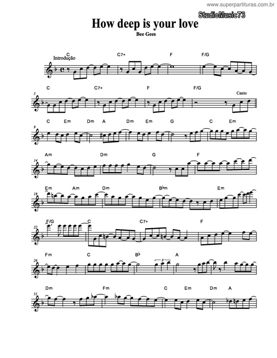 Partitura da música How Deep Is Your Love v.6