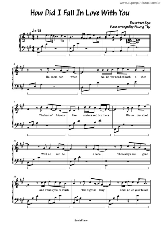 Partitura da música How Did I Fall In Love With You – Backstreet Boys How Did I Fall In Love With You