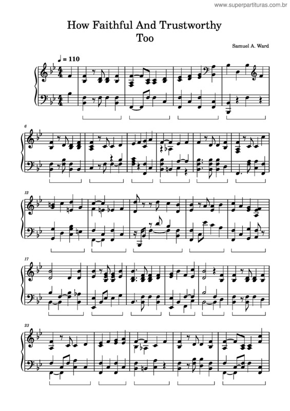 Partitura da música How Faithful And Trustworthy Too – Samuel A. Ward