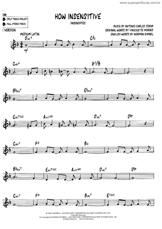 Partitura da música How Insensitive v.3