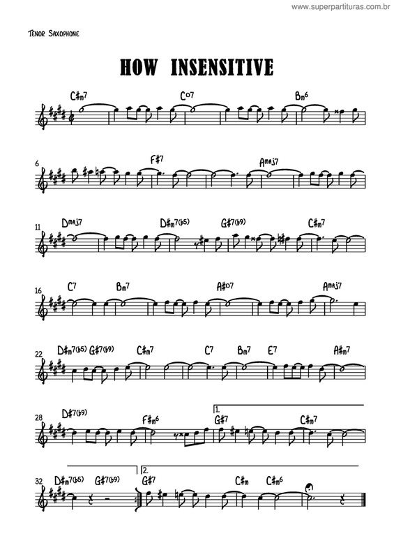 Partitura da música How Insensitive v.5