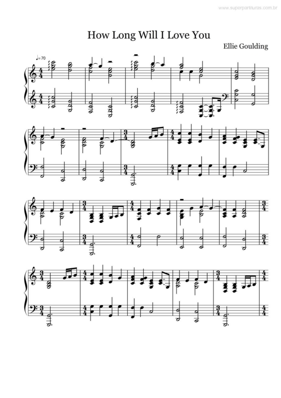 Partitura da música How Long Will I Love You