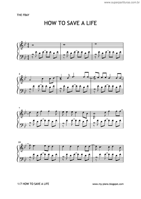 Partitura da música How To Save A Life