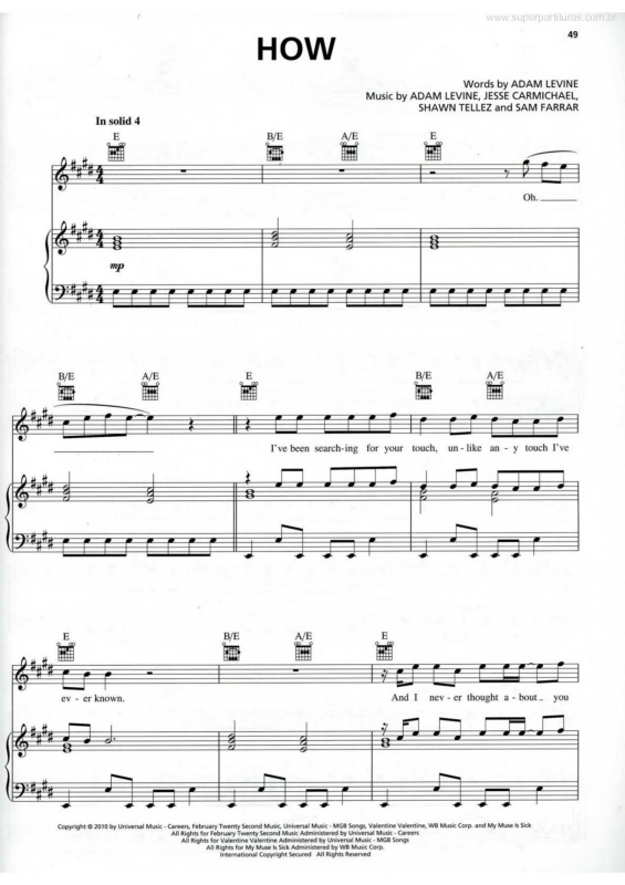 Partitura da música How