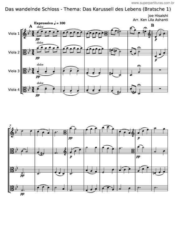 Partitura da música Howl`S Moving Castle – Joe Hisaishi