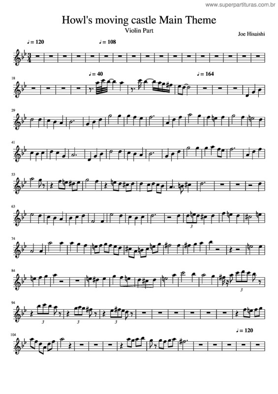 Partitura da música Howl`S Moving Castle Main Theme– Violin
