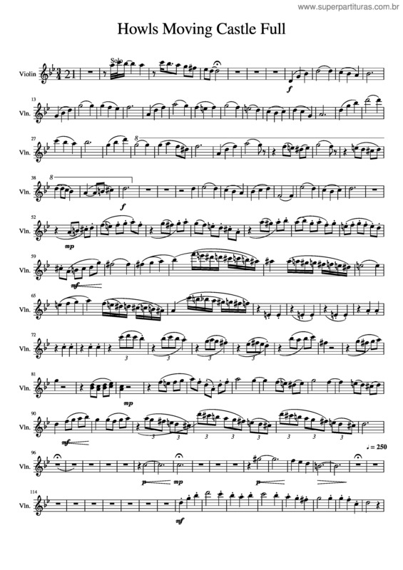Partitura da música Howls Moving Castle Violi 1