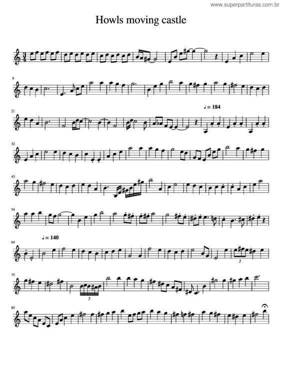 Partitura da música Howls Moving Castle