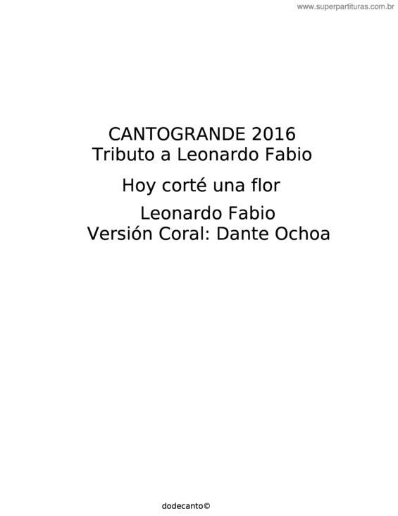 Partitura da música Hoy Corté Una Flor – Leonardo Fabio