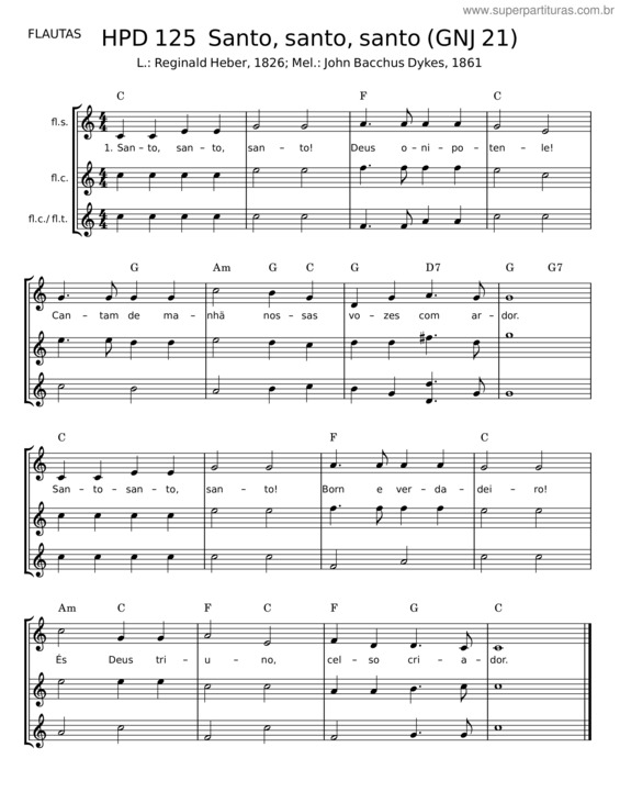 Partitura da música Hpd 125 Santo, Santo, Santo – Reginald Heber