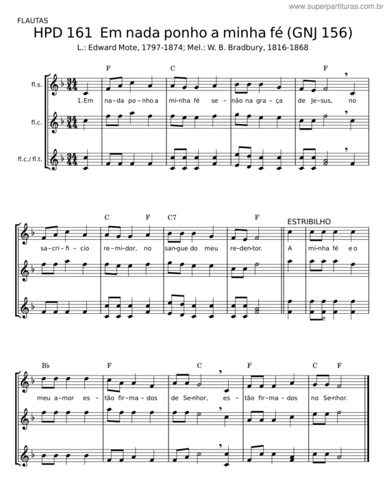 Partitura da música Hpd 161 Em Nada Ponho A Minha Fé