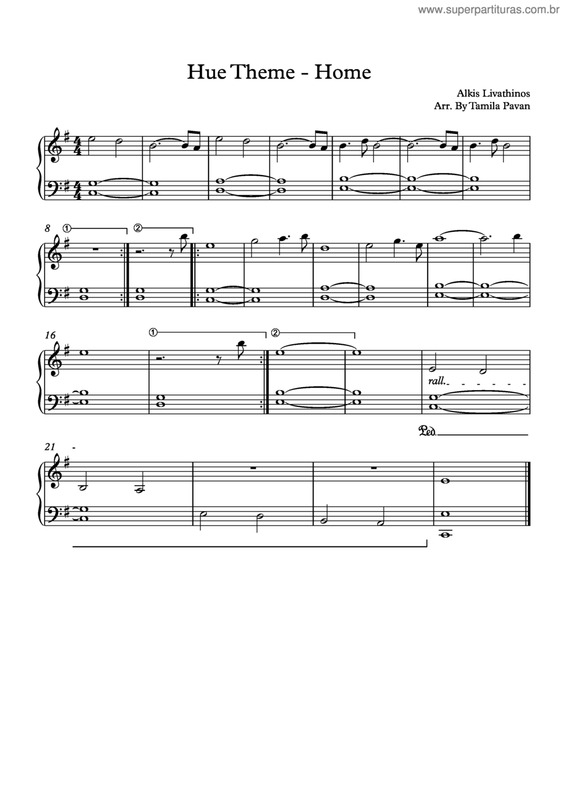 Partitura da música Hue Theme - Home