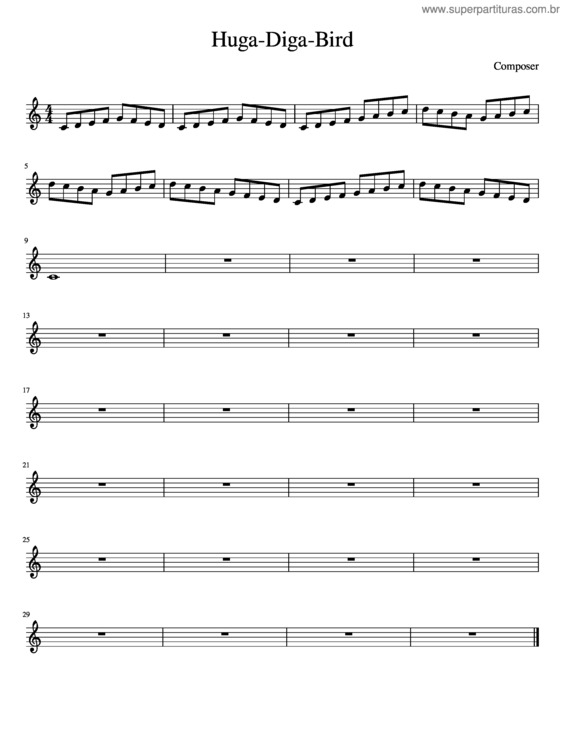 Partitura da música Huga-Diga-Bird