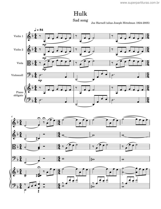 Partitura da música Hulk – Joseph Hittelman