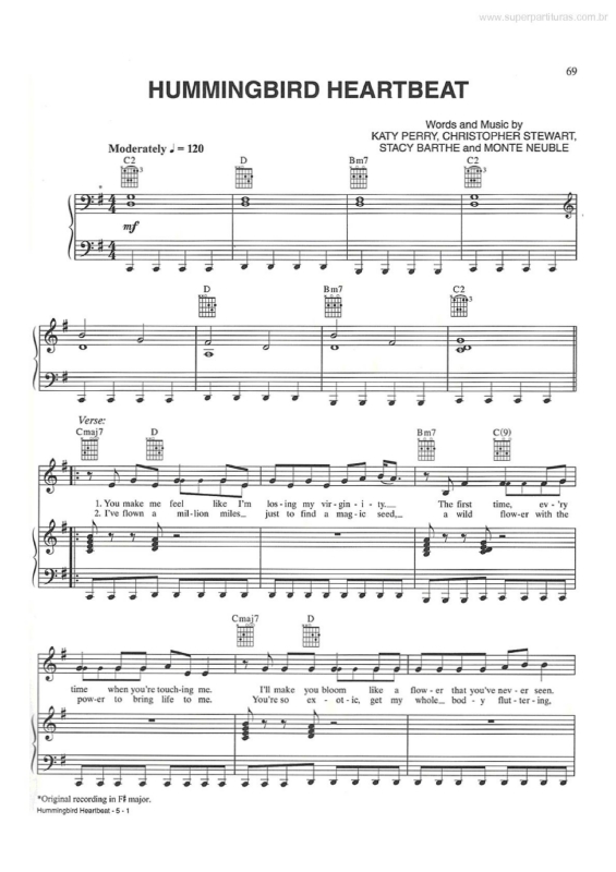 Partitura da música Hummingbird Heartbeat