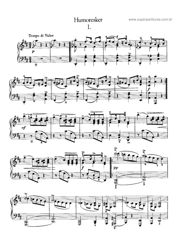 Partitura da música Humoresker