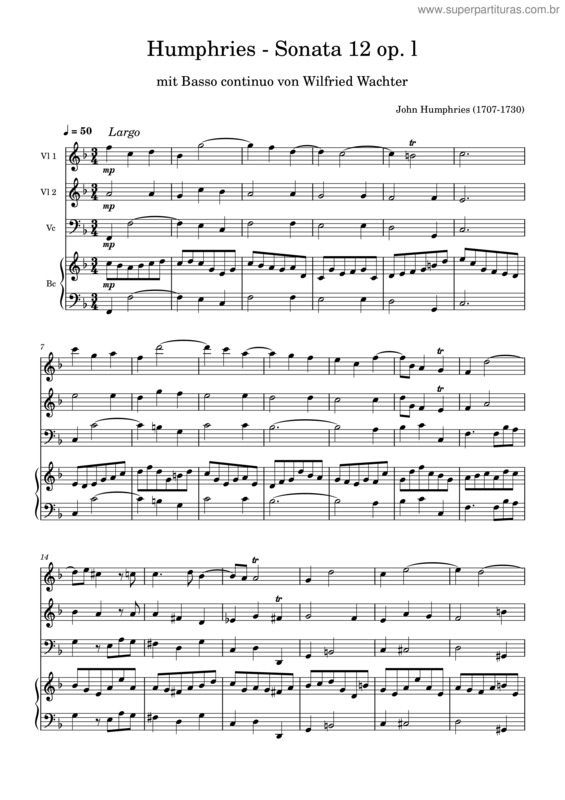 Partitura da música Humphries – Trio–Sonata 12–1 – W8erw