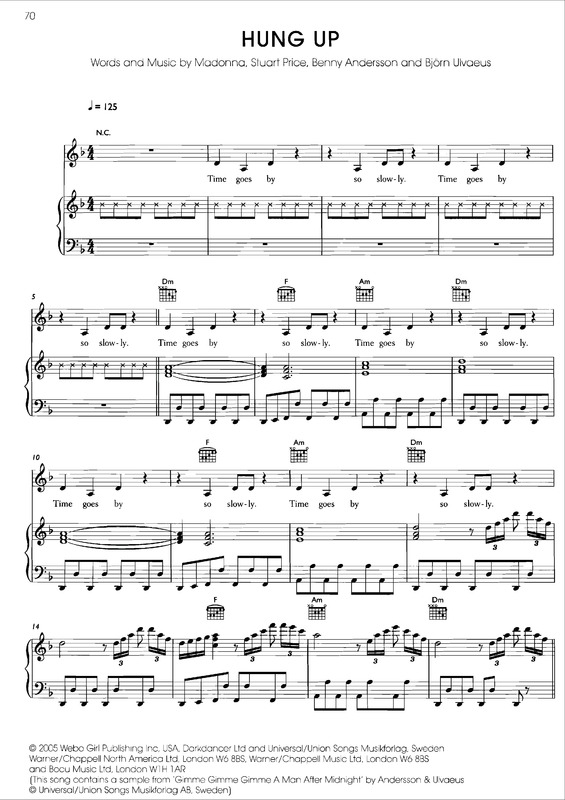 Partitura da música Hung Up